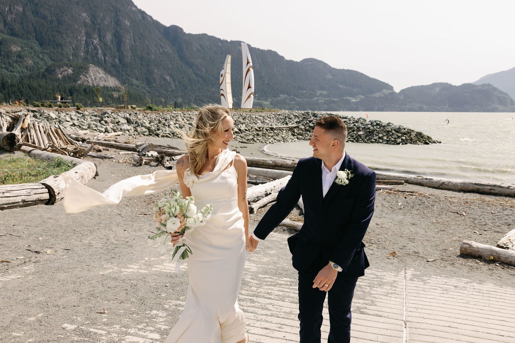 Vancouver elopement couple on the Squamish waterfront, SimplyWed Studio