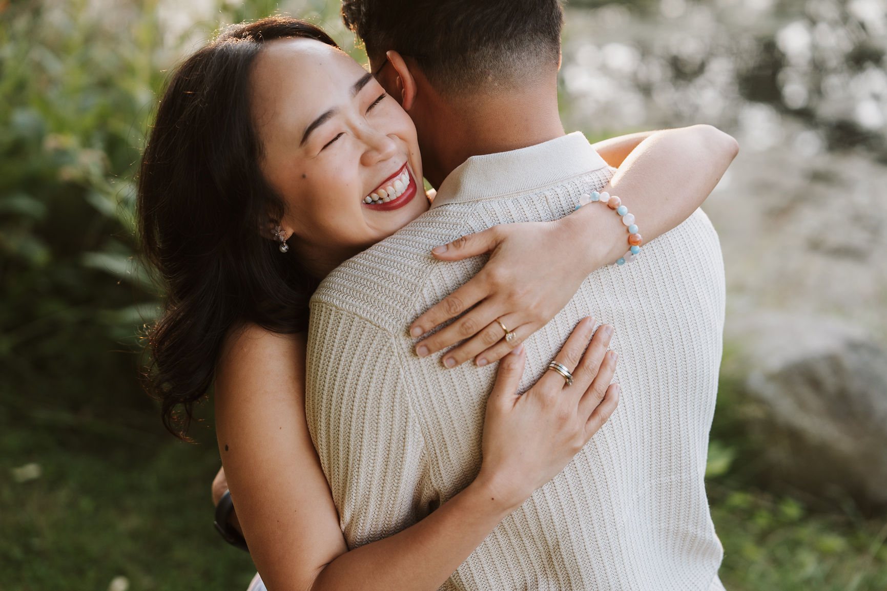 Emotional embrace after the proposal