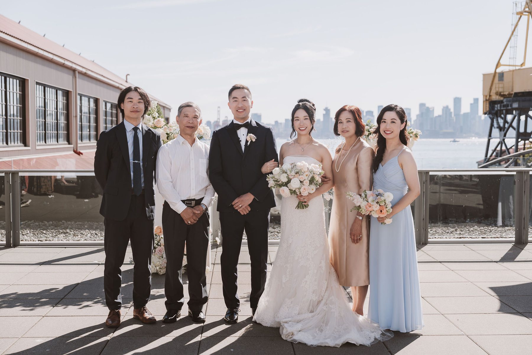 Wedding party with Vancouver skyline